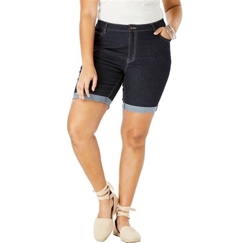 Roamans Womens Plus Size Invisible Stretch Contour Cuffed Short 24