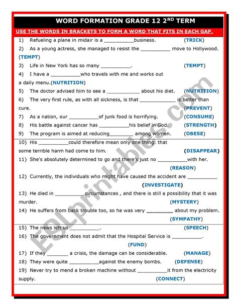 Word Formation Esl Worksheet By Luboff Cad