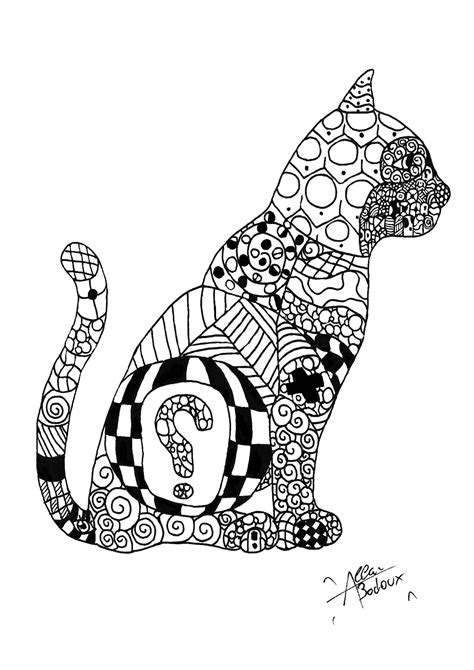 Cat With Patterns Cat Coloring Pages For Adults