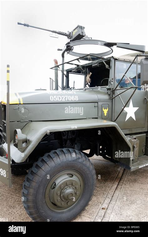 Us Military Truck With Mounted Gun Stock Photo Alamy