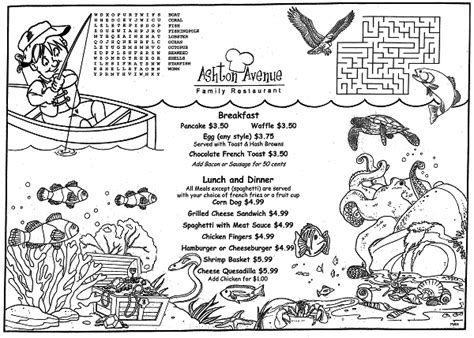 Children's Menus | Kid's Placemat Coloring Menus for Restaurants