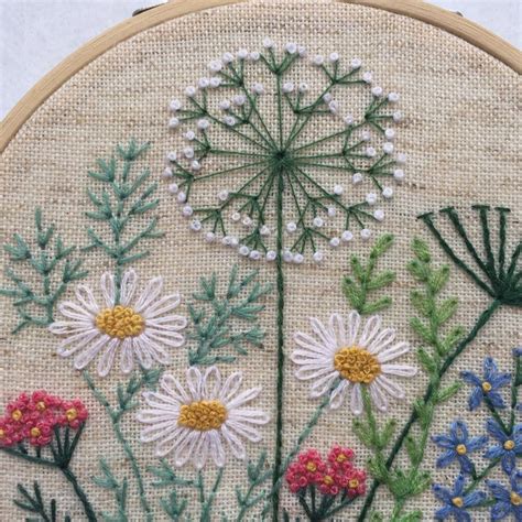 Flowers And Herbs Embroidery Hoop Art Gift For Her Floral Etsy In