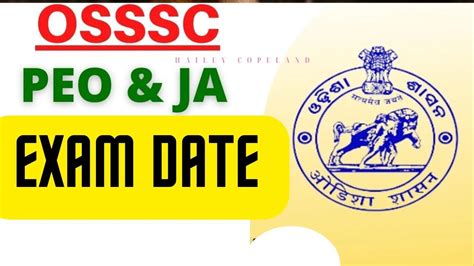 Osssc Peo And Ja Exam Date Youtube