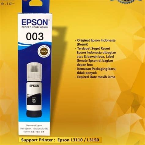 Jual Tinta Epson 003 Black Original Refill Ink Printer L3110 L3150 L