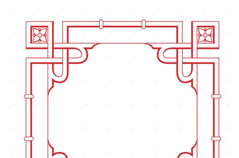 红色中国风复古边框【免抠元素png】 90设计网