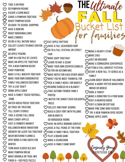 Fall Bucket List For Families Printable Artofit