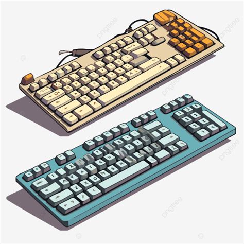 Clipart De Teclado Dois Teclados Em Um Desenho Animado 3d Flat Design Vetor Png Digitação