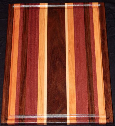 Hand Made Walnut Cherry Purpleheart And Maple Face Grain Cutting Board By Pj S Custom