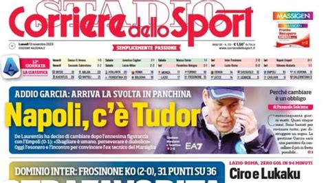 Prima Pagina Corriere Dello Sport Napoli Cè Tudor