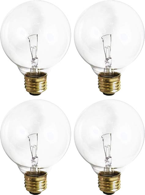 Satco 60G40 Incandescent Globe Light 60W E26 G40 Clear Bulb Pack Of