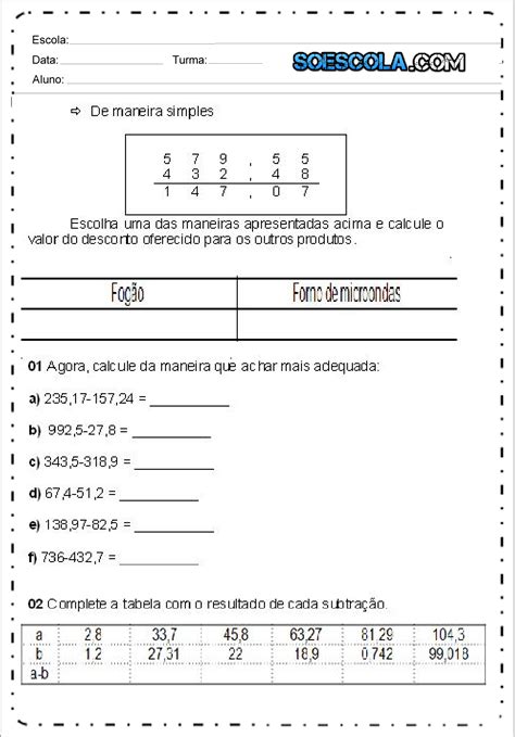 Problemas Com Números Decimais 6 Ano Com Gabarito Edukita