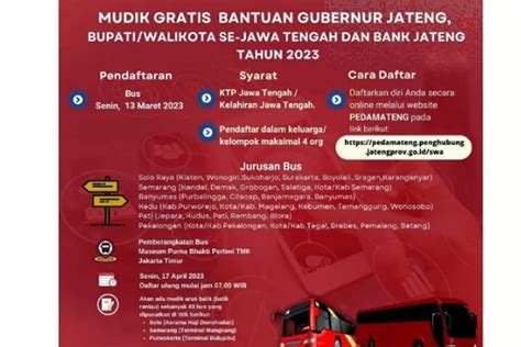 Catat Syarat Daftar Mudik Gratis Warga KTP Jateng Yang Rantau Di