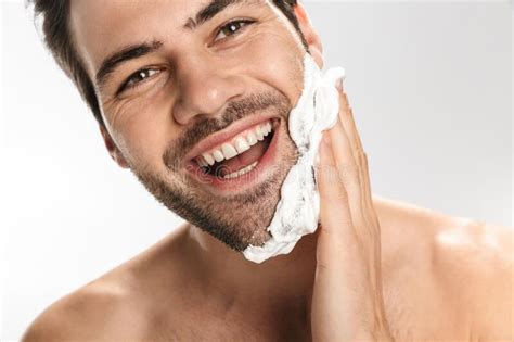 Cheerful Naked Man Standing In Home Stock Photo Image Of Caucasian