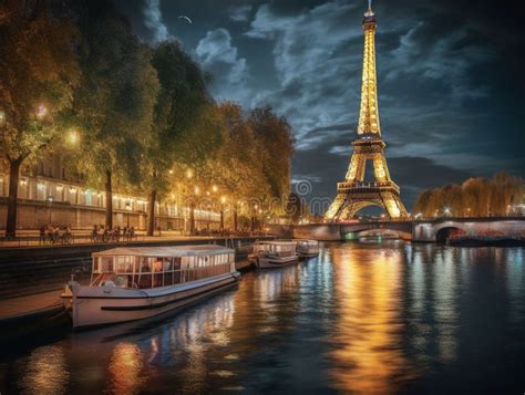 Eiffel Tower Sparkling Under Parisian Sky Editorial Stock Photo