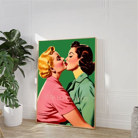 Vintage Inspired Lesbian Art Print Retro Romance With A Sapphic Twist Stunning LGBTQ Decor