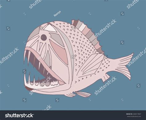 Scary Fish Hand Drawn Stock Vector (Royalty Free) 348317807 | Shutterstock