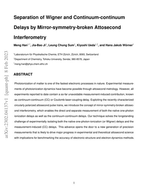 Pdf Separation Of Wigner And Continuum Continuum Delays By Mirror