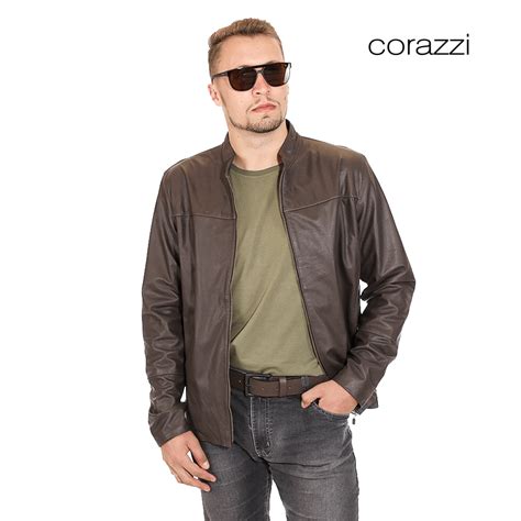 Jaqueta Masculina Couro Marrom Corazzi Moda Online