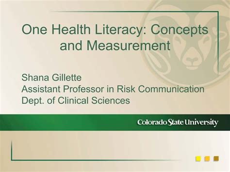 One Health Literacy Concepts And Measurement Ppt