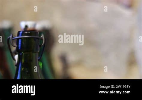 beer swing top bottle stock  footage hd   video clips