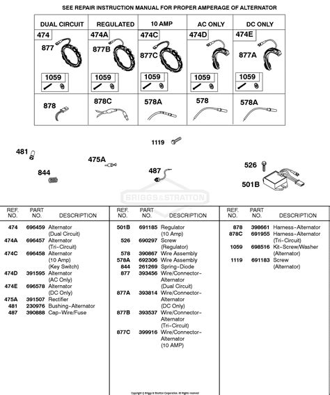 Briggs And Stratton 326437 2528 01 Parts Diagram For Alternators