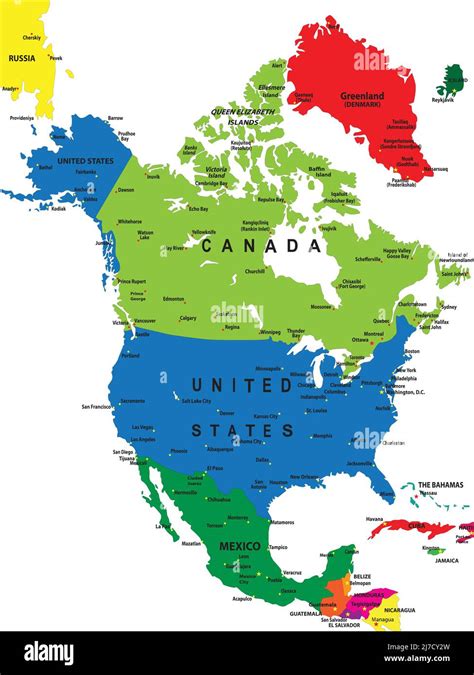 Mapa político de América del Norte en formato vectorial con fronteras ...