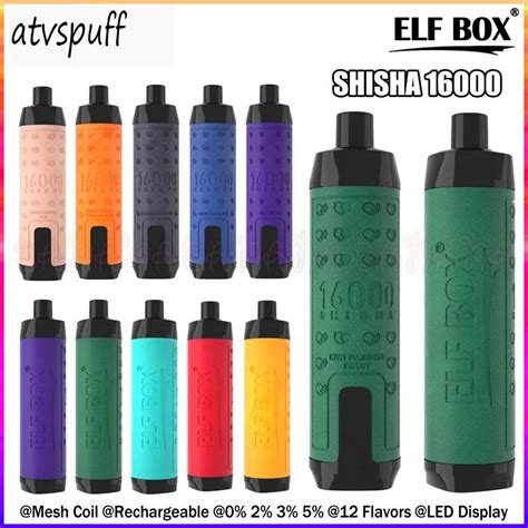 Elf Box Shisha 16000 Puffs Puff 16k Disposable Vape LED Display Mesh