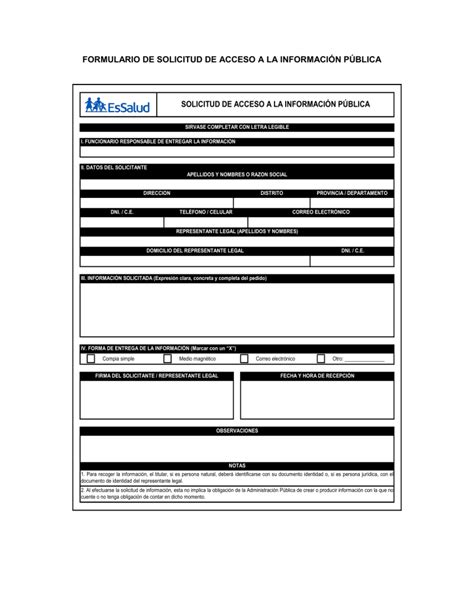 Solicitud Acceso Informacion Publica Essalud