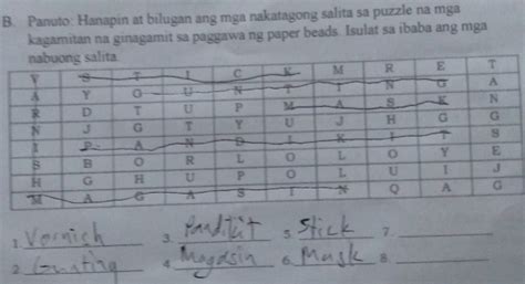 Solved B Panuto Hanapin At Bilugan Ang Mga Nakatagong Salita Sa