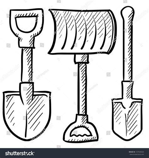 Doodle Style Shovel Sketch Vector Format Stock Vector 107930420