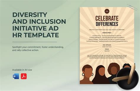 Diversity And Inclusion Initiative Ad Hr Template In Word Pdf