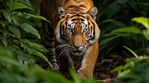 Premium AI Image | A magnificent Bengal tiger prowling through a dense ...