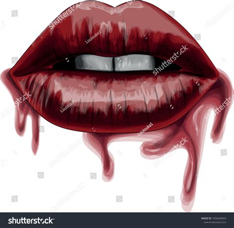 Sexy Vampire Lips Realistic Art Stock Vector Royalty Free 1936420993