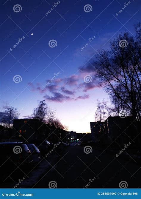 Beautiful Night Sky Over The City Stock Image Image Of Sunlight