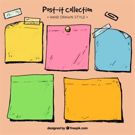 Free Vector Collection Of Hand Drawn Sticky Notes Sticky Notes