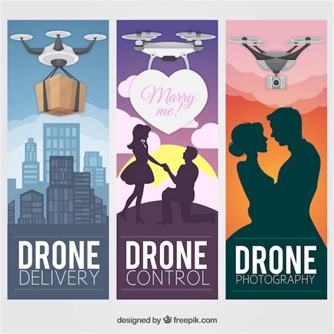 Free Vector | Romantic drone banners