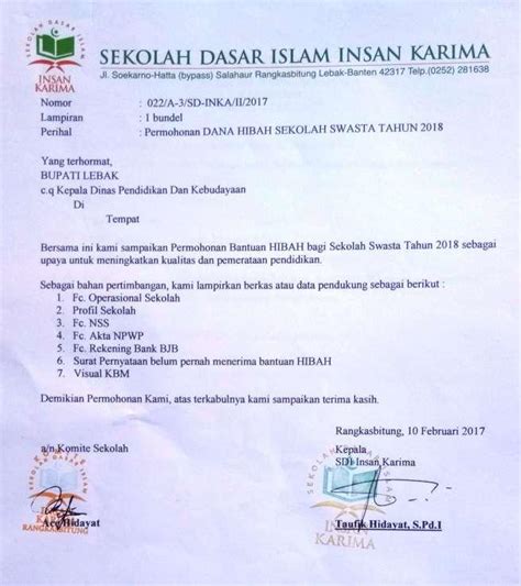 Contoh Format Surat Pengajuan Dana Pada Komite Ekolah Download Contoh