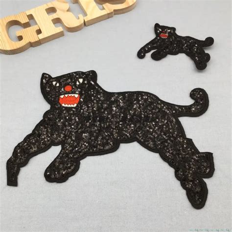 Large Sequints Embroidery Panther Patch Cloth Sticker Apliques For DIY