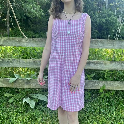 Vintage Pink Gingham Dress Size 8 In Perfect Depop