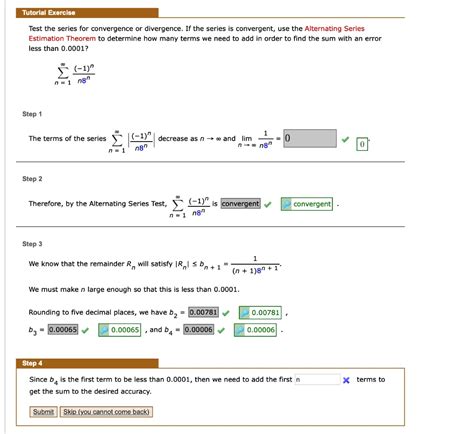 SOLVED Tutorial Exercise Test The Series For Convergence Or Divergence