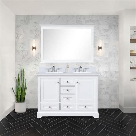 Lexora Dukes In W X In D White Double Bath Vanity Cultured