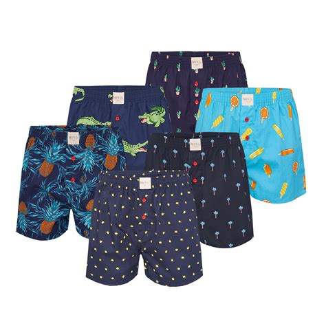 Phil Co Geweven Wijde Boxershorts Heren 6 Pack Multipack Met Prints