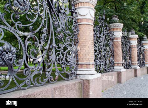 St Petersburg Russia Art Nouveau Wrought Iron Fence At The