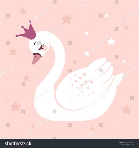 Cute Princess Swan On Pink Background Stock Vector Royalty Free