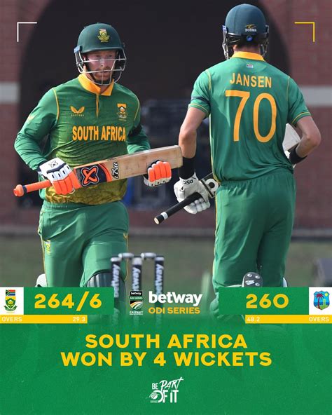 Proteas Men On Twitter RESULT SOUTH AFRICA WIN BY 4 WICKETS A