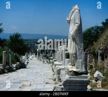 Headless Statue Curetes Street At Unesco World Heritage Stock Photo