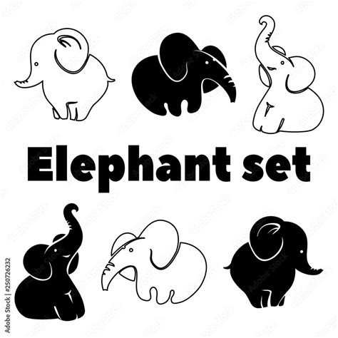 Elephant silhouette cartoon style vector illustration Stock Vector ...