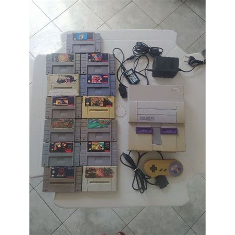 Super Nintendo Completo 12 Jogos Paralelos E Mario World Original