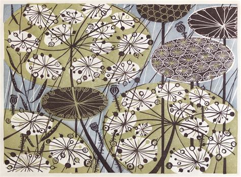 Angie Lewin Seedheads II Linocut Sarah Wiseman Gallery