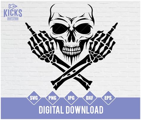 Skull Middle Finger Svg Skull Clipart Skull Svg Skeleton Svg Skull